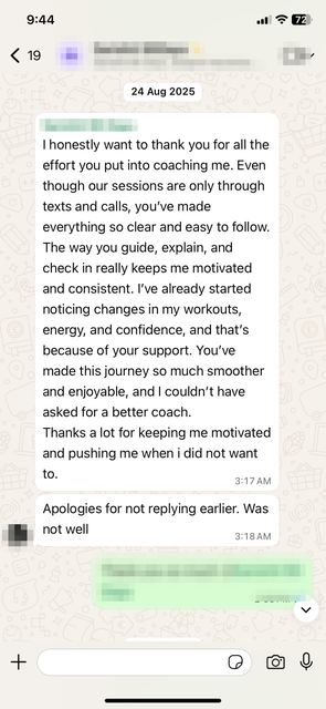 Client check-in on WhatsApp